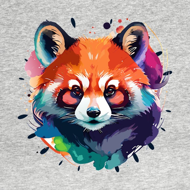 Vibrant Red Panda Watercolor Art Print by Hazel the Aesthete